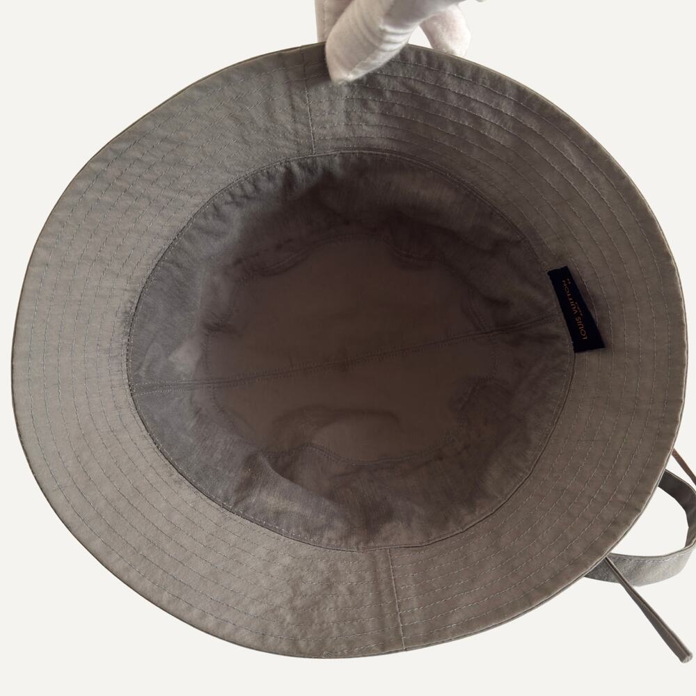 Louis Vuitton Script Logo Bucket Hat Grey Strap Detail Silver Button Virgil SS17 - Picture 4 of 6